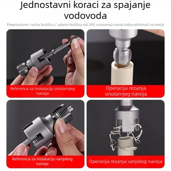 Alat za navojenje PPR cijevi s integriranim unutarnjim i vanjskim navojem — kompatibilno s 1/2\" i 3/4\" cijevima, kućni popravci i DIY