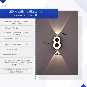 KAKAXI LED zidna svjetiljka — aluminijsko kućište, PC sjenilo, 220V, CE certifikat