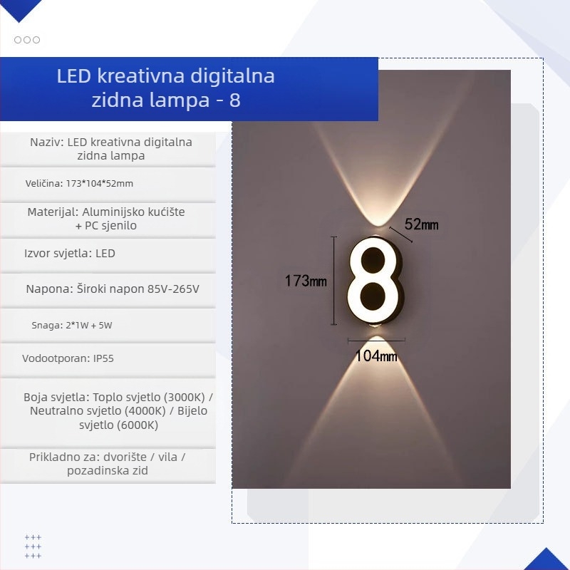 KAKAXI LED zidna svjetiljka — aluminijsko kućište, PC sjenilo, 220V, CE certifikat