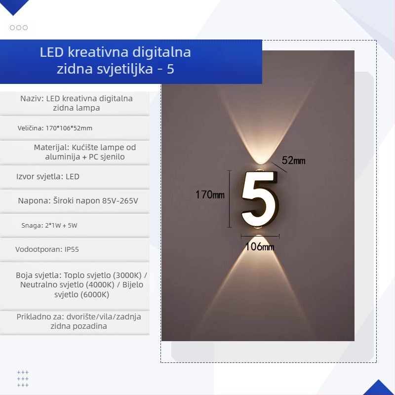KAKAXI LED zidna svjetiljka — aluminijsko kućište, PC sjenilo, 220V, CE certifikat