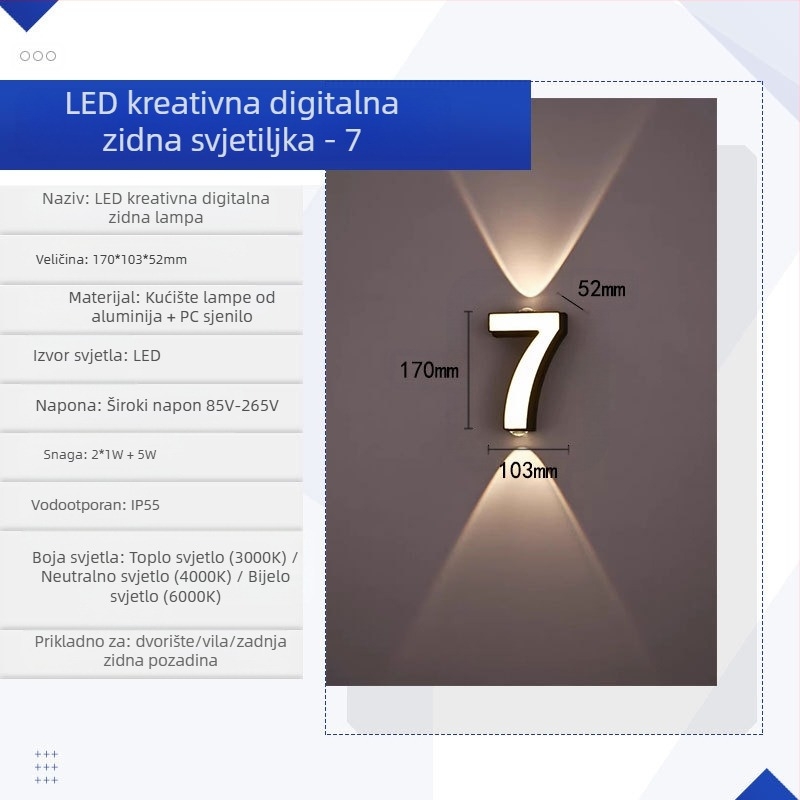 KAKAXI LED zidna svjetiljka — aluminijsko kućište, PC sjenilo, 220V, CE certifikat