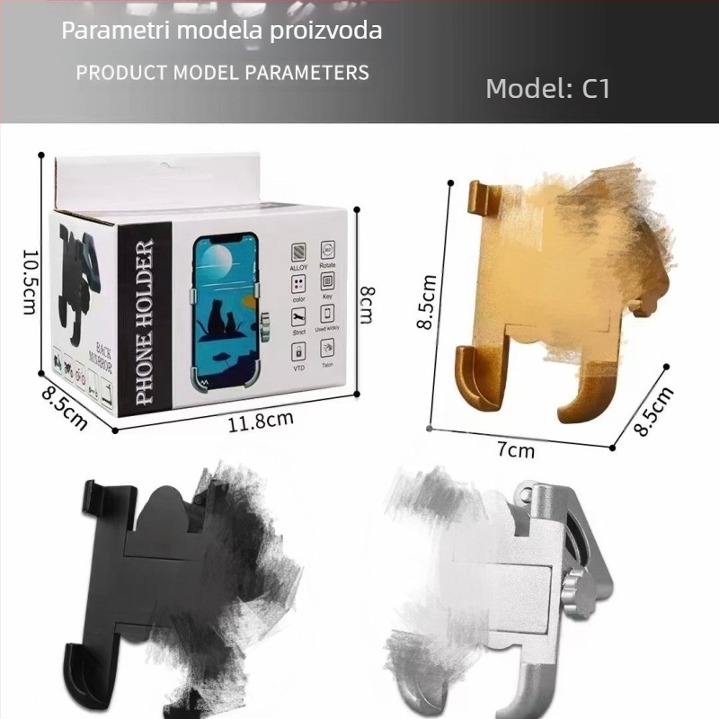 Držač telefona za motocikl - aluminijska legura, univerzalni, prilagodljiv