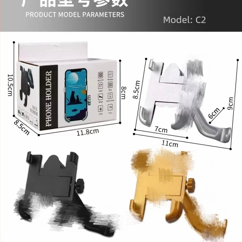 Držač telefona za motocikl - aluminijska legura, univerzalni, prilagodljiv