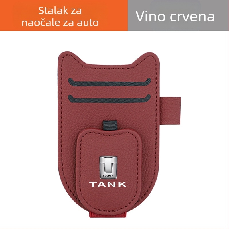 PU kožni klip za auto vizir za sunce – držač za naočale, karticu i identifikacijski dokument, prilagodljiv