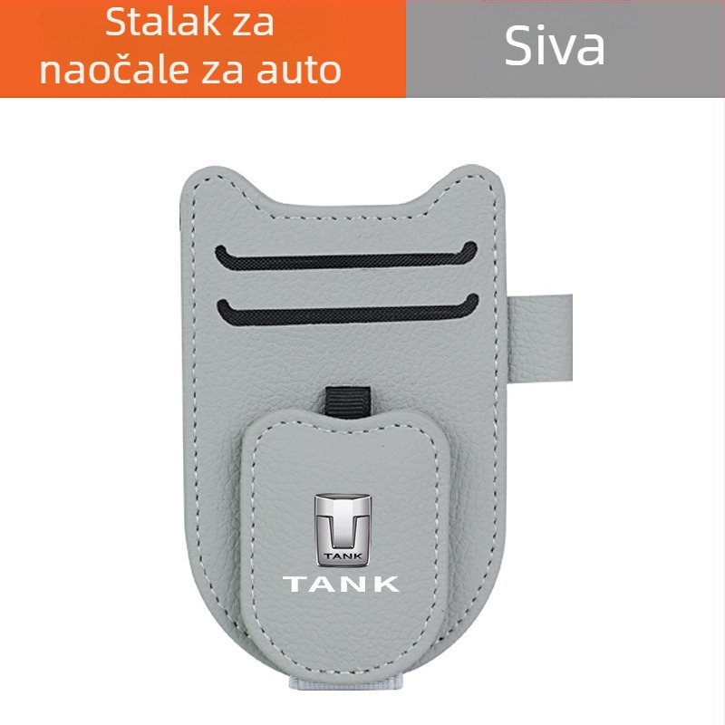 PU kožni klip za auto vizir za sunce – držač za naočale, karticu i identifikacijski dokument, prilagodljiv