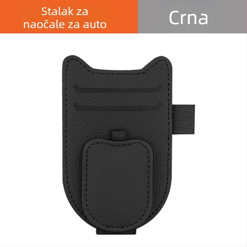 PU kožni klip za auto vizir za sunce – držač za naočale, karticu i identifikacijski dokument, prilagodljiv