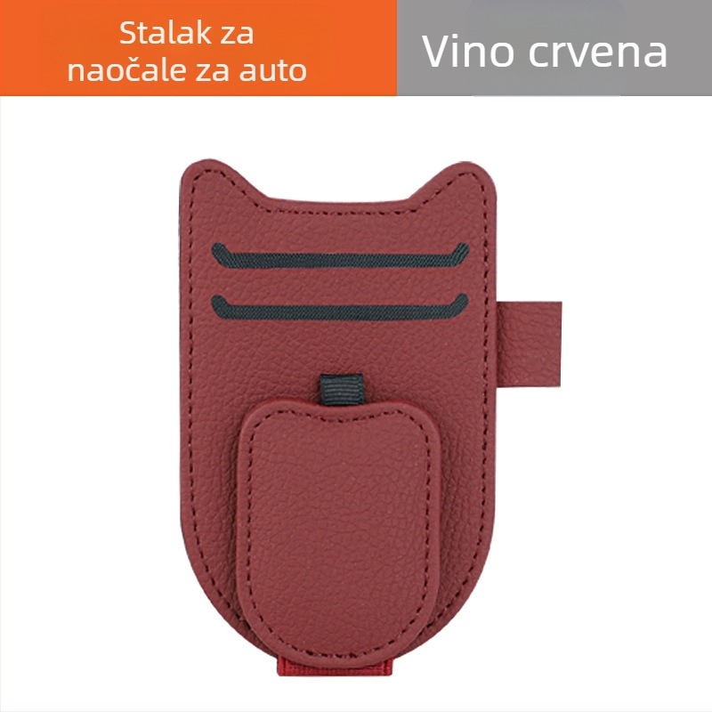 PU kožni klip za auto vizir za sunce – držač za naočale, karticu i identifikacijski dokument, prilagodljiv