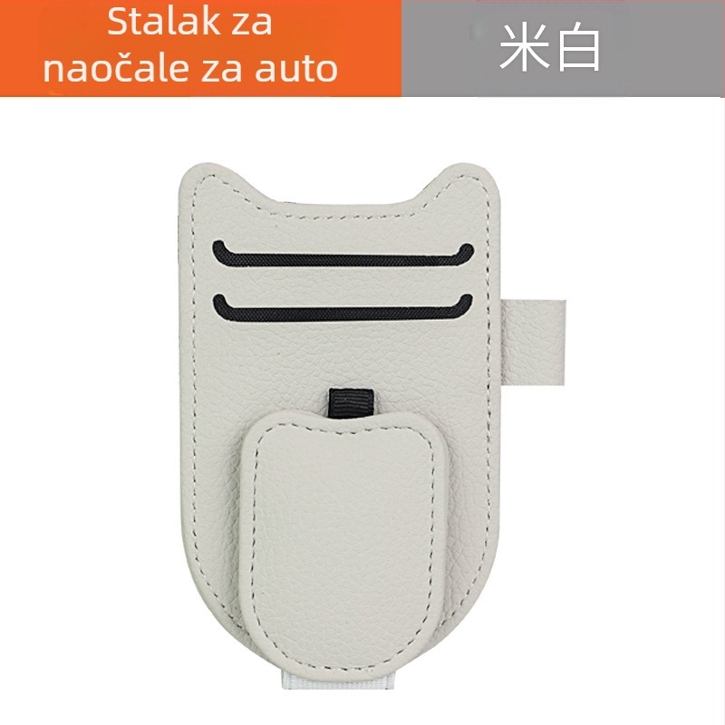 PU kožni klip za auto vizir za sunce – držač za naočale, karticu i identifikacijski dokument, prilagodljiv