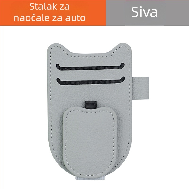 PU kožni klip za auto vizir za sunce – držač za naočale, karticu i identifikacijski dokument, prilagodljiv