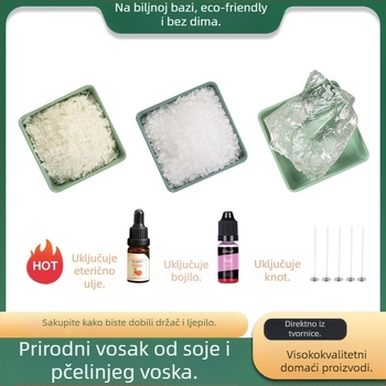 DIY materijal svijeće od sojinog voska – Ručno izrađena aromatična svijeća u obliku pahuljica; Marka: Flower with me; Materijal: Sojin vosak; Izrada: Ručna; Tip svijeće: Aromatična; Oblik: Pahuljice