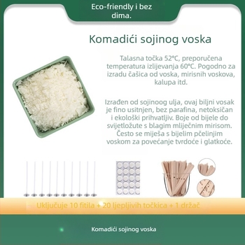 DIY materijal svijeće od sojinog voska – Ručno izrađena aromatična svijeća u obliku pahuljica; Marka: Flower with me; Materijal: Sojin vosak; Izrada: Ručna; Tip svijeće: Aromatična; Oblik: Pahuljice
