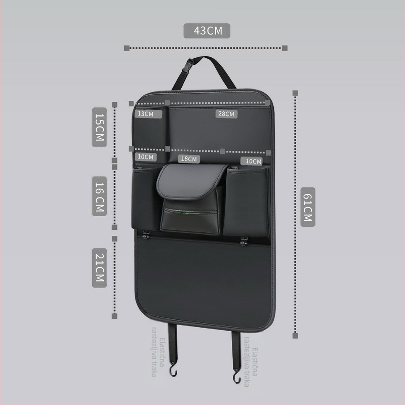 Kožni organizator stražnjeg dijela automobila s stolom za jelo, anti-kick jastuk, pogodan za sve sezone