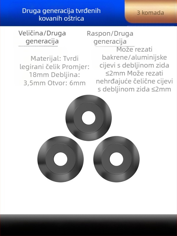 Kotač za rezanje cijevi s ležajnim mehanizmom i oštricom od nehrđajućeg čelika, valjak za rez metalnih, bakrenih i plastičnih cijevi