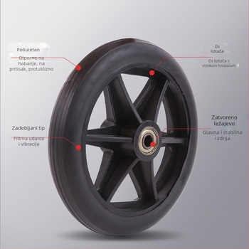 Prednje kolo za invalidska kolica, univerzalno, gumeno, bez napuhavanja, model YBK-011, marka Yibaikang