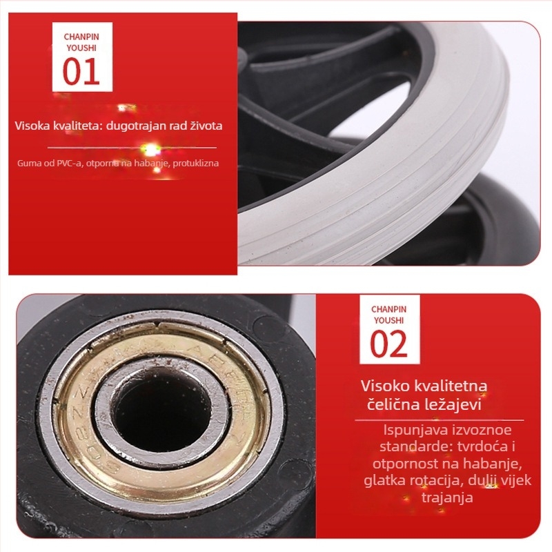 Prednje kolo za invalidska kolica, univerzalno, gumeno, bez napuhavanja, model YBK-011, marka Yibaikang