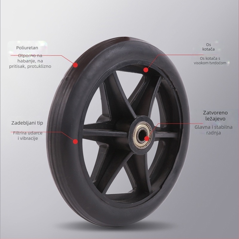 Prednje kolo za invalidska kolica, univerzalno, gumeno, bez napuhavanja, model YBK-011, marka Yibaikang