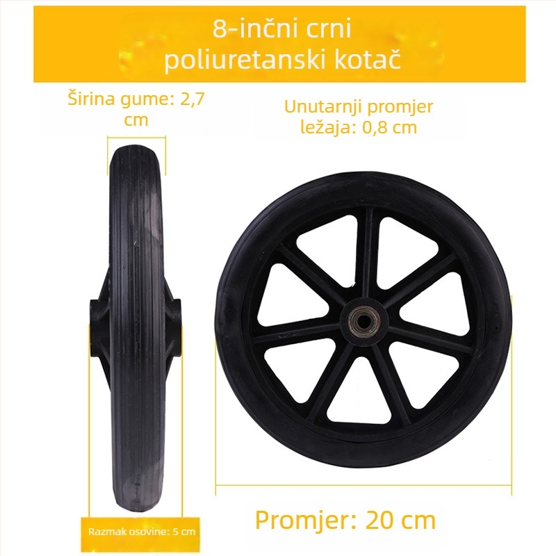 Prednje kolo za invalidska kolica, univerzalno, gumeno, bez napuhavanja, model YBK-011, marka Yibaikang