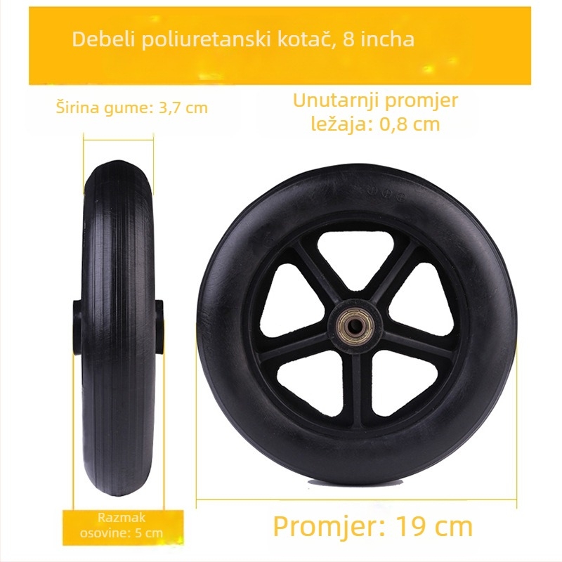 Prednje kolo za invalidska kolica, univerzalno, gumeno, bez napuhavanja, model YBK-011, marka Yibaikang