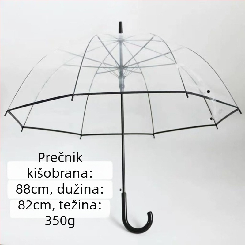 Yanyun prozirni kišobran s 16 rebara, automatsko otvaranje, duga drška, DIY prilagodba