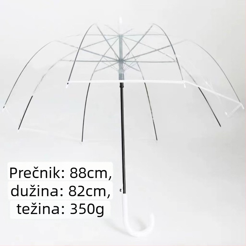 Yanyun prozirni kišobran s 16 rebara, automatsko otvaranje, duga drška, DIY prilagodba