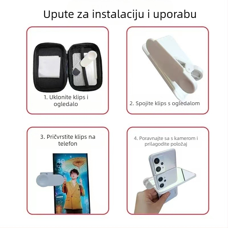 TH-217 Univerzalni clip-on objektiv za telefon – reflektirajući selfie objektiv s Sky Mirror efektom – Shenzhen