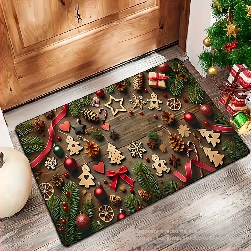 Ulazni tepih — poliester vlakna, tisak, kvadratni oblik, uzorak u duginim bojama, strojno pranje