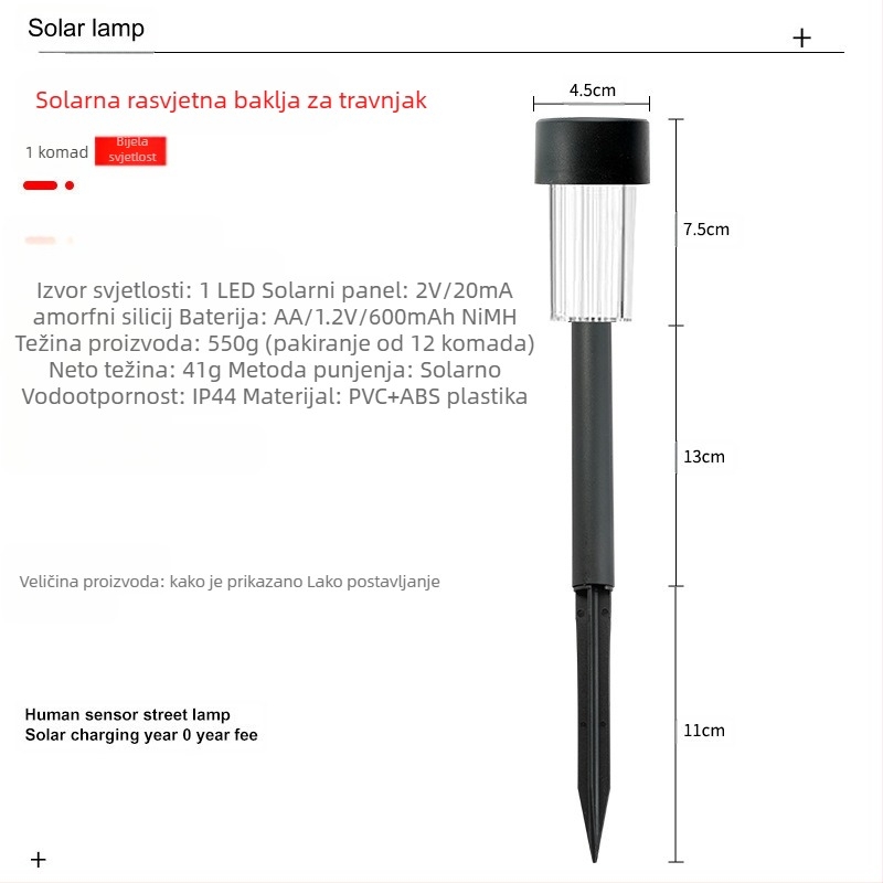 Solarna vrtna lampica – LED 2835, 1.2V, 6–12h trajanja, apstraktni oblik