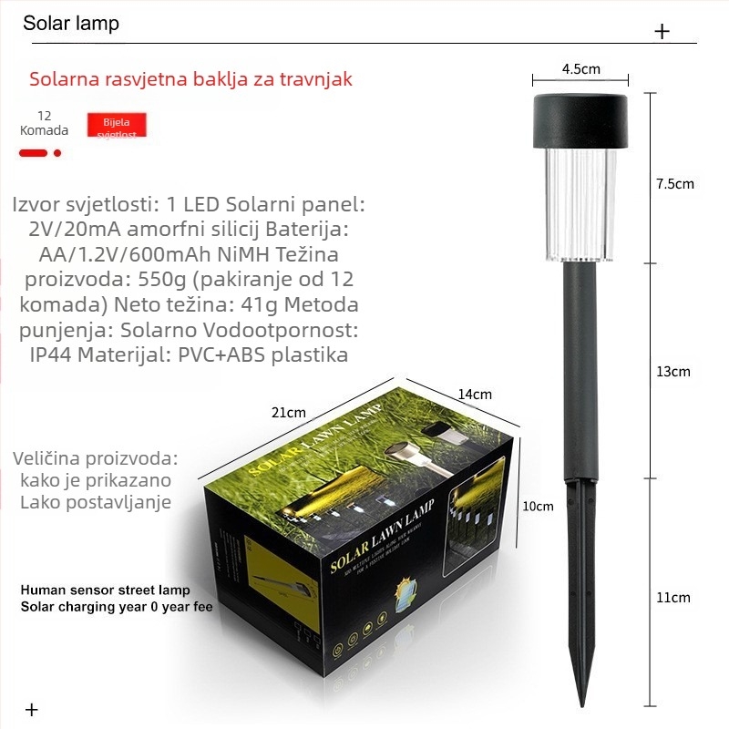 Solarna vrtna lampica – LED 2835, 1.2V, 6–12h trajanja, apstraktni oblik