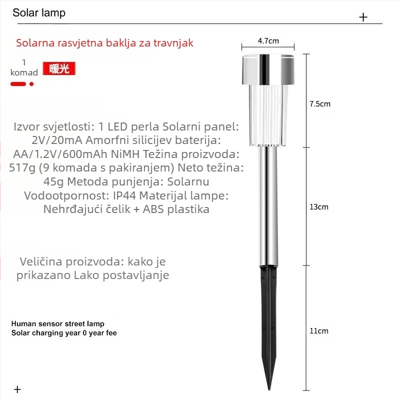 Solarna vrtna lampica – LED 2835, 1.2V, 6–12h trajanja, apstraktni oblik