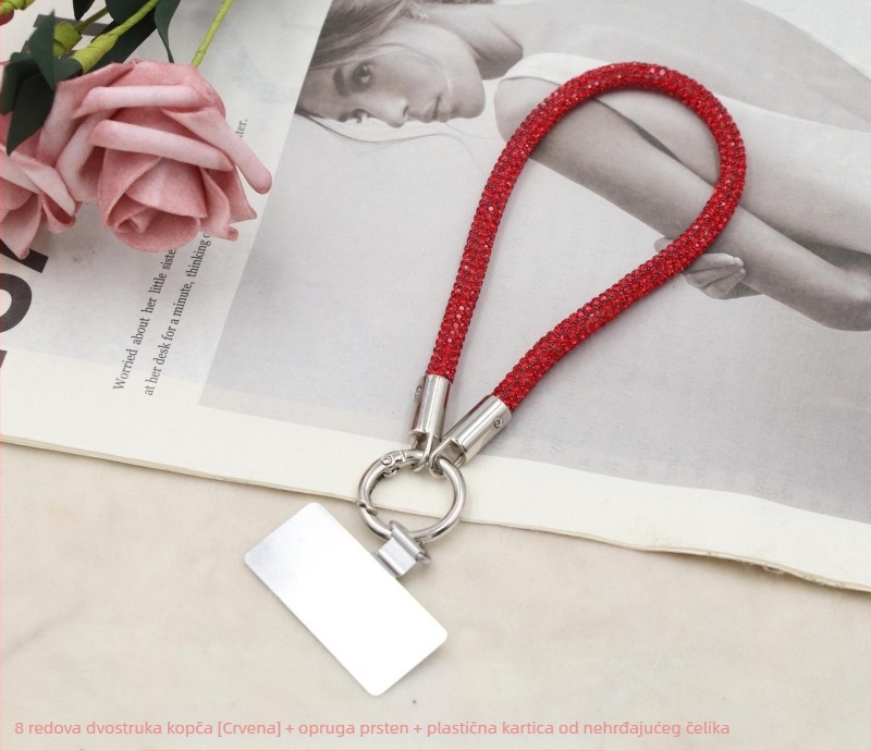 Lanyard za mobitel s metalnim privjeskom i metalnom kopčom, unisex, elastična pamuk šnura