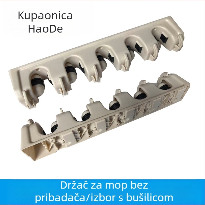 Držač za mop s klipom za kupaonicu – moderni minimalistički stil, injekcijsko oblikovani PP/ABS plast, prilagodljiv