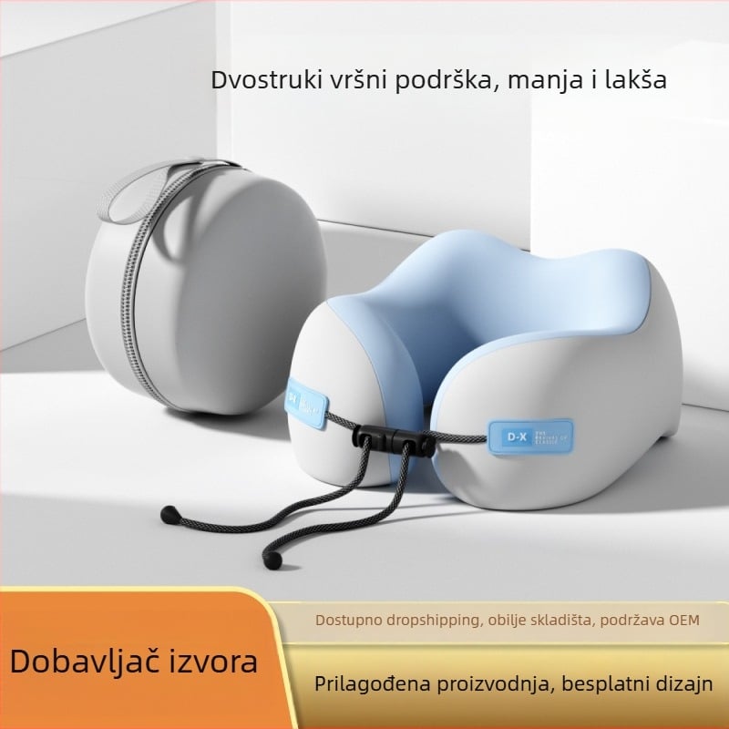 Jastuk za vrat U-oblik memorijskom pjenom, za putovanja, tkanina od poliestera, lagan do 0,5 kg
