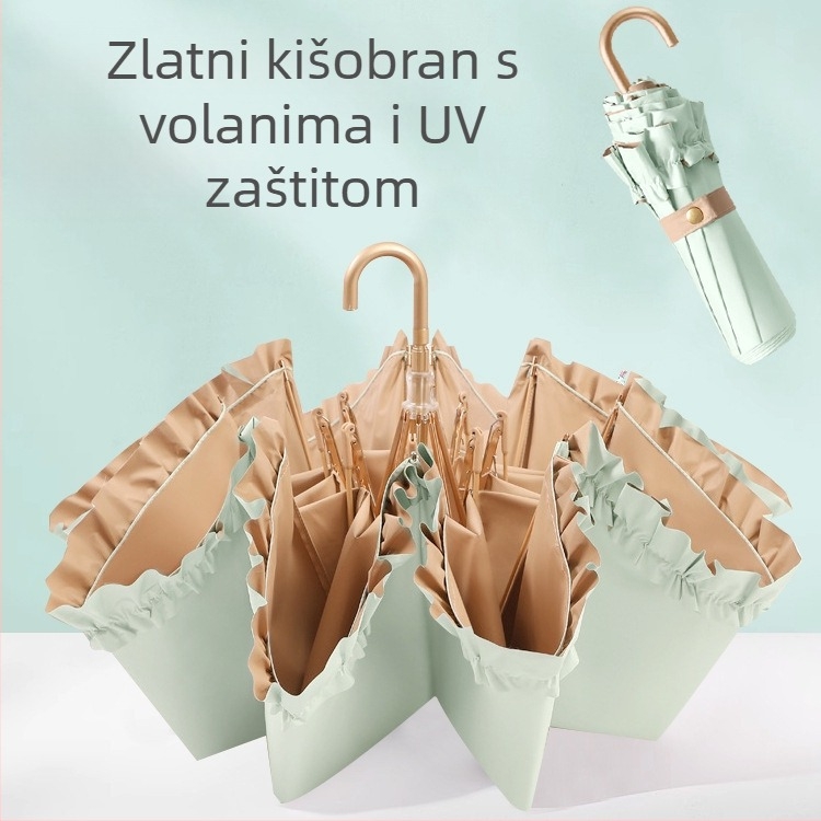 Sklopivi kišobran s 8 rebara, UPF >50, tkanina 190T otporna na udarce, šipka od legure, rebra od vlakana