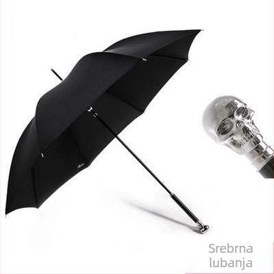 Dugi kišobran s dugom drškom, retro stil, s 8 rebara, automatsko otvaranje, tkanina 210T, vlaknasta rebra, mogućnost otiska logotipa