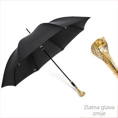 Dugi kišobran s dugom drškom, retro stil, s 8 rebara, automatsko otvaranje, tkanina 210T, vlaknasta rebra, mogućnost otiska logotipa