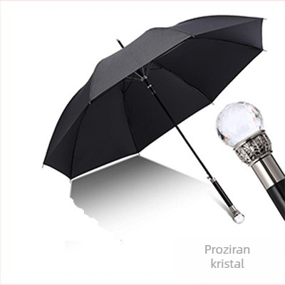 Dugi kišobran s dugom drškom, retro stil, s 8 rebara, automatsko otvaranje, tkanina 210T, vlaknasta rebra, mogućnost otiska logotipa