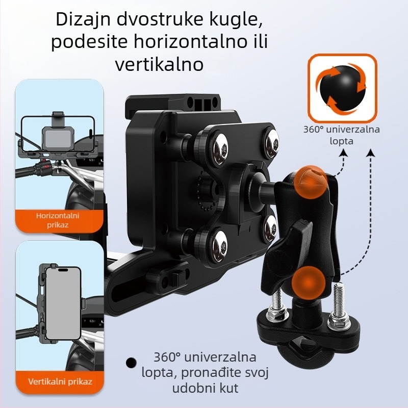 Držač za telefon za motocikl i električni bicikl – otporan na vibracije, stabilan, konstrukcija od najlona i metala
