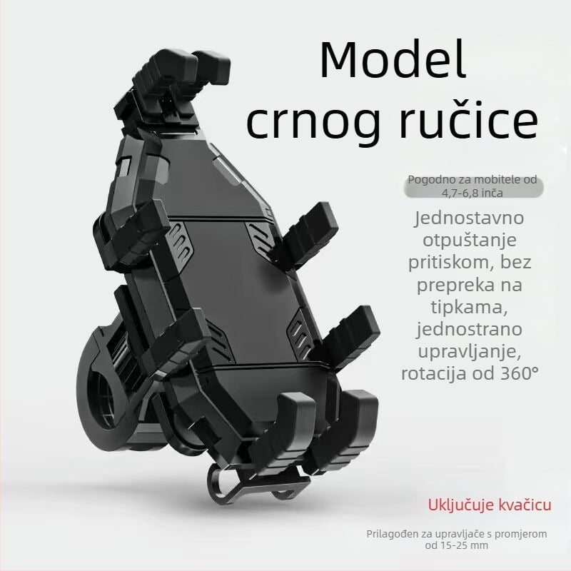Držač za telefon za motocikl i električni bicikl – otporan na vibracije, stabilan, konstrukcija od najlona i metala