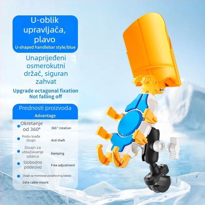 Držač za telefon za motocikl i električni bicikl – otporan na vibracije, stabilan, konstrukcija od najlona i metala