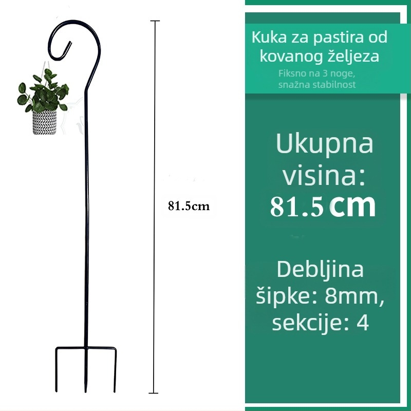 Stalak za lampu od kovanog željeza za vrt i vanjsku upotrebu, podrška za rasvjetne nizove