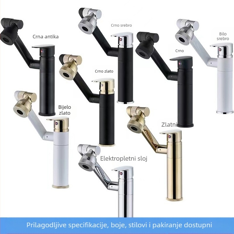 Slavina za umivaonik - nehrđajući čelik, miješanje tople i hladne vode, jednostruki dizajn, keramički uložak, montaža na ploču, 0–70°C