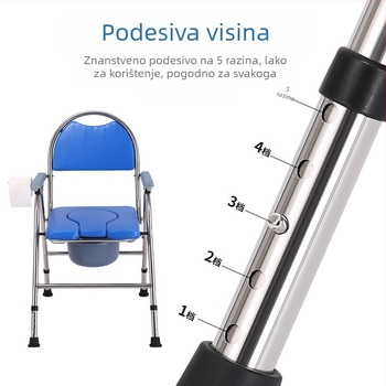 Toaletni stol za starije osobe, sklopivi i mobilni, model G-0012, nehrđajući čelik — Ji Hangfu