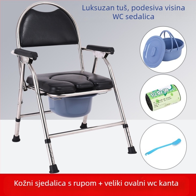 Toaletni stol za starije osobe, sklopivi i mobilni, model G-0012, nehrđajući čelik — Ji Hangfu