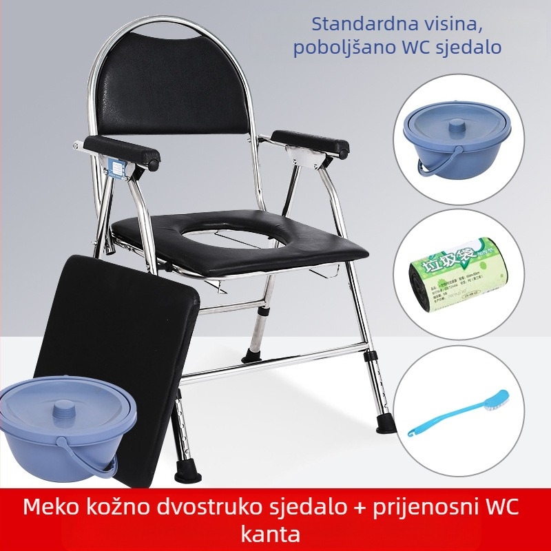 Toaletni stol za starije osobe, sklopivi i mobilni, model G-0012, nehrđajući čelik — Ji Hangfu