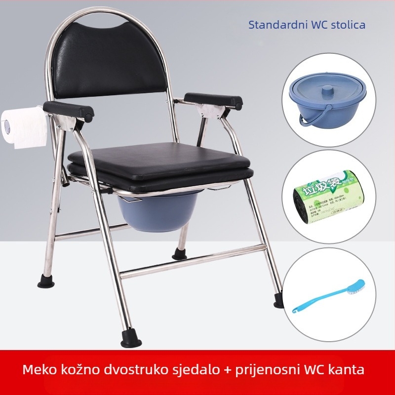 Toaletni stol za starije osobe, sklopivi i mobilni, model G-0012, nehrđajući čelik — Ji Hangfu