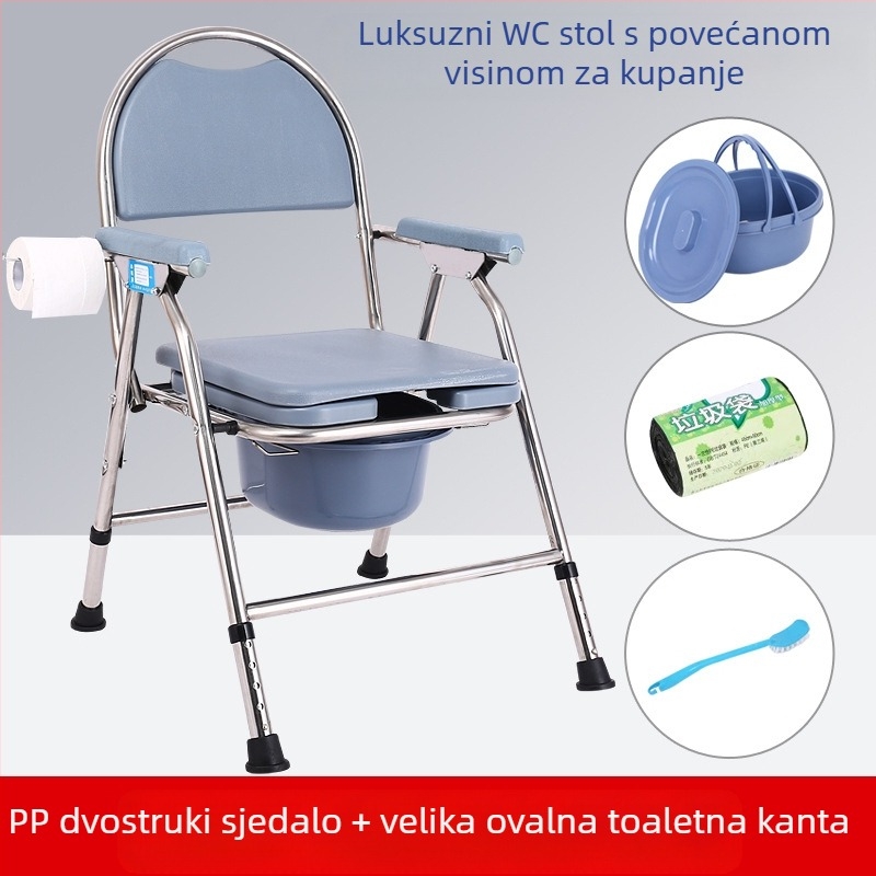 Toaletni stol za starije osobe, sklopivi i mobilni, model G-0012, nehrđajući čelik — Ji Hangfu