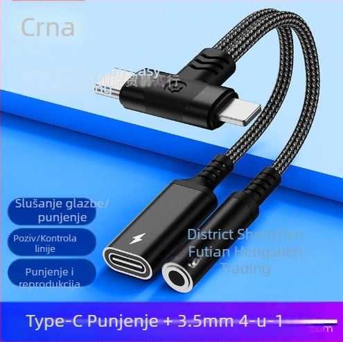 2-u-1 USB-C i Lightning audio i punjački adapter za Apple, Samsung i Google uređaje (model HS-118)