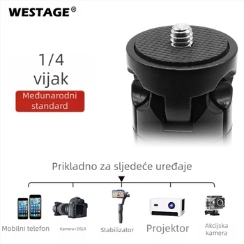 Stolni tripod za mobitele i DSLR kamere; aluminijska legura; nosivost 2–5 kg; bez gimbala