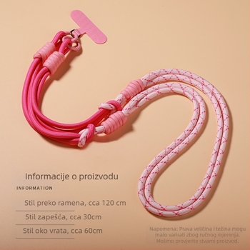 Lanyard za mobitel, odvojivi, višestruko funkcionalan, najlonska užad, metalna kopča, poliesterska traka, protiv gubitka