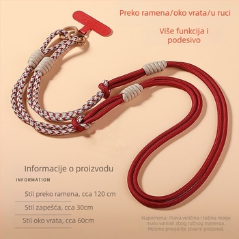 Lanyard za mobitel, odvojivi, višestruko funkcionalan, najlonska užad, metalna kopča, poliesterska traka, protiv gubitka